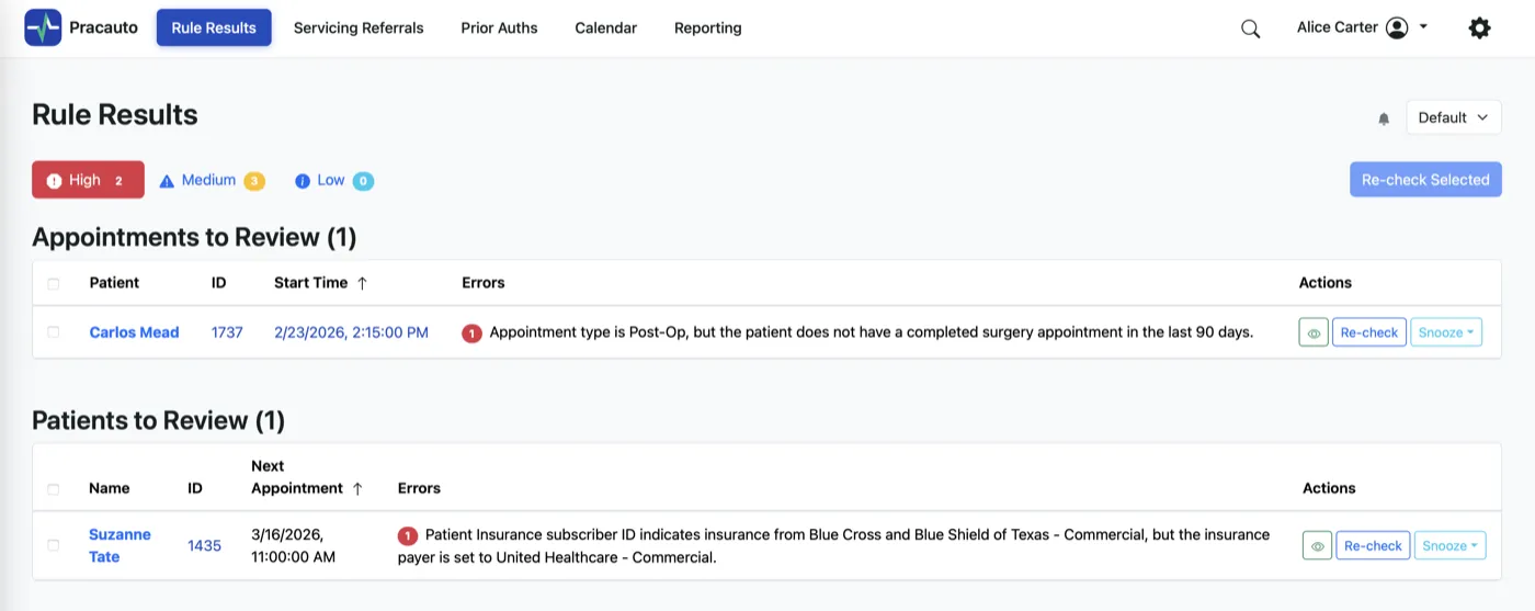 Automated checks and rule result board